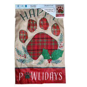 Happy Pawlidays 18 inch Embroidered Yard Flag Christmas Decor
